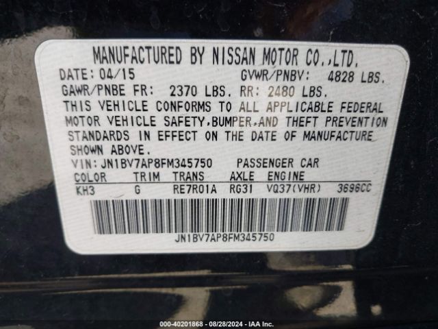 JN1BV7AP8FM345750 Infiniti Q50 Premium