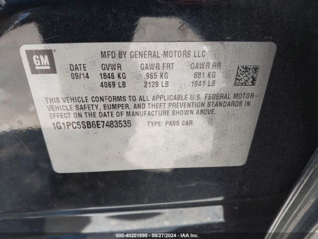 1G1PC5SB6E7483535 Chevrolet Cruze 1lt Auto
