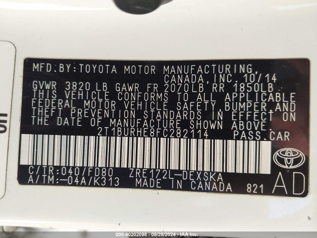 Toyota Corolla S Plus 2015 2T1BURHE8FC282114 Image 9