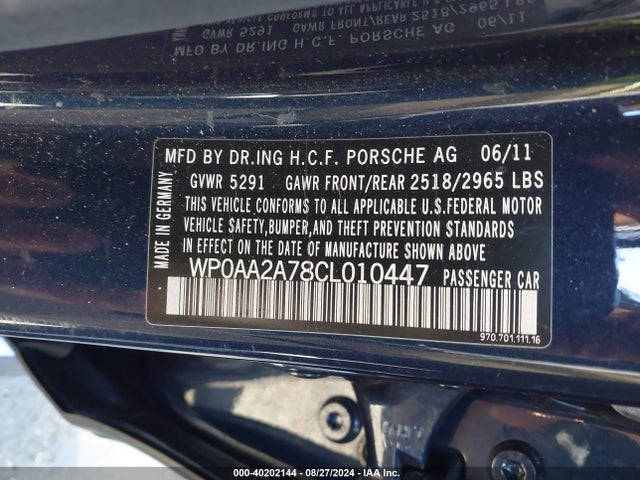 2012 PORSCHE PANAMERA WP0AA2A78CL010447 Photo 8