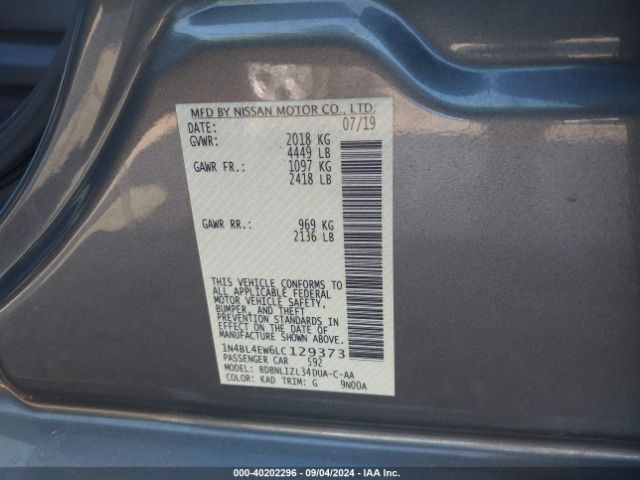 1N4BL4EW6LC129373 Nissan Altima Sl Intelligent Awd