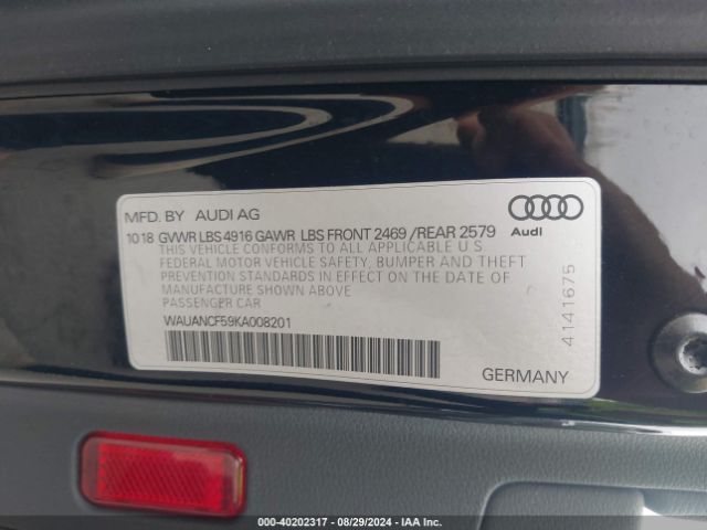WAUANCF59KA008201 Audi A5 45 Premium