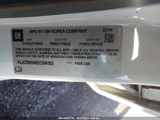 Chevrolet Spark Ls Auto 2014 KL8CB6S94EC584262 Image 9
