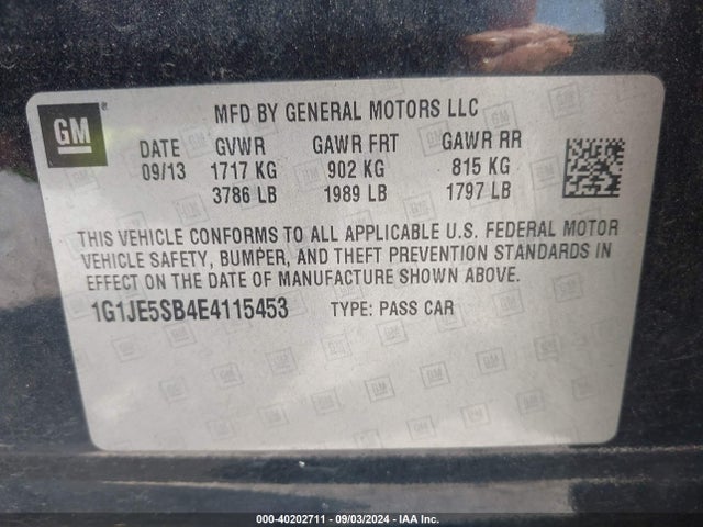 Chevrolet Sonic Ltz Auto 2014 1G1JE5SB4E4115453 Image 9
