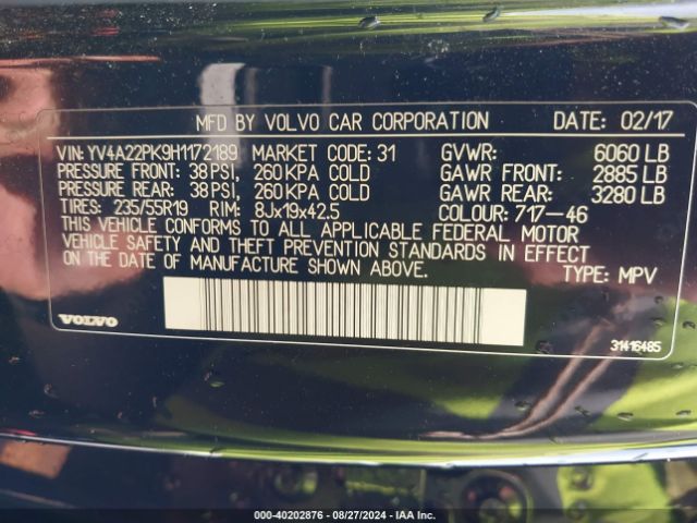 YV4A22PK9H1172189 Volvo Xc90 T6 Momentum