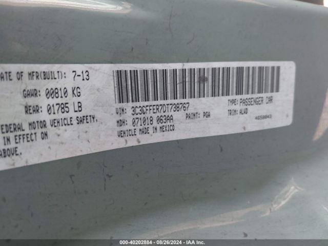 2013 FIAT 500C 3C3CFFER7DT738767 Photo 8