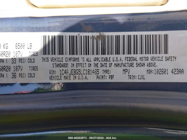 1C4RJEBG5LC181465 Jeep Grand Cherokee Limited 4x2