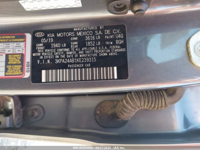 3KPA24AB1KE239315 KIA RIO S