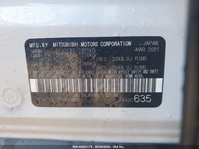 2022 MITSUBISHI OUTLANDER JA4J4UA84NZ010399 Photo 8