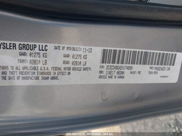 2C3CDXBGXEH174850 Dodge Charger Se