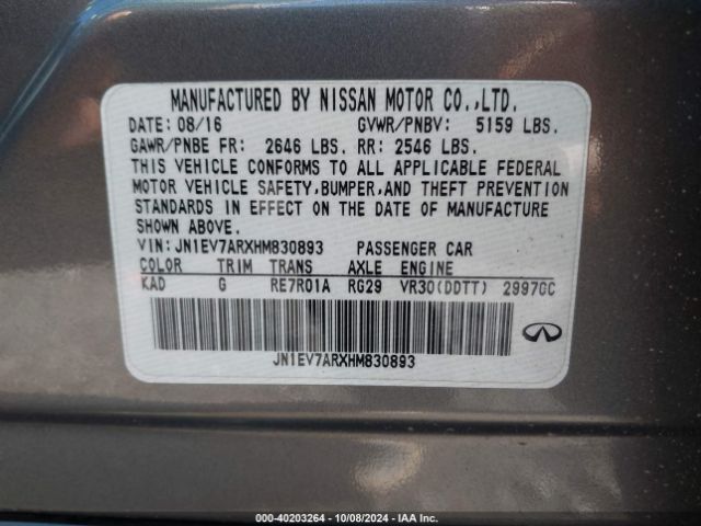 JN1EV7ARXHM830893 Infiniti Q50 3.0t Premium