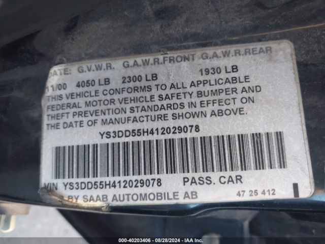 2001 SAAB 9-3 YS3DD55H412029078 Photo 8