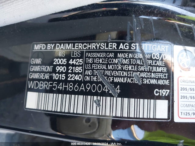 2006 Mercedes-benz C 280 Luxury მანქანა იყიდება აუქციონზე, vin: WDBRF54H86A900424, აუქციონის ნომერი: 40203420