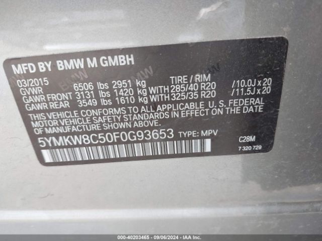 5YMKW8C50F0G93653 BMW X6 M