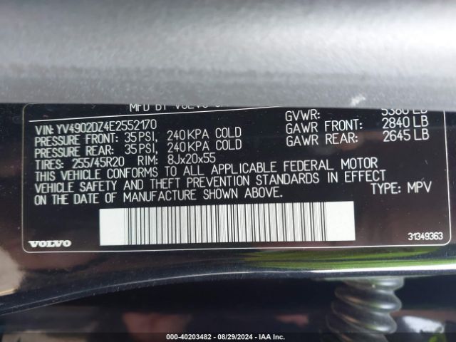 YV4902DZ4E2552170 Volvo Xc60 T6 R-design Platinum