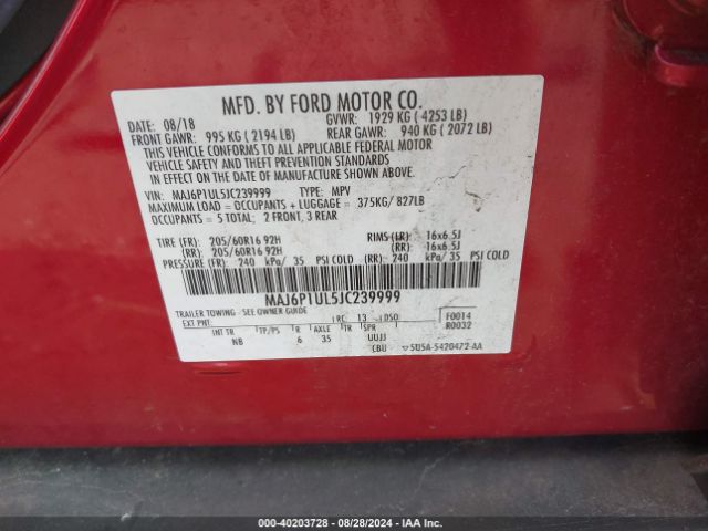2018 FORD ECOSPORT MAJ6P1UL5JC239999 Photo 8