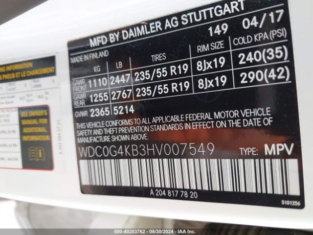 WDC0G4KB3HV007549 Mercedes-Benz Glc 300 4matic