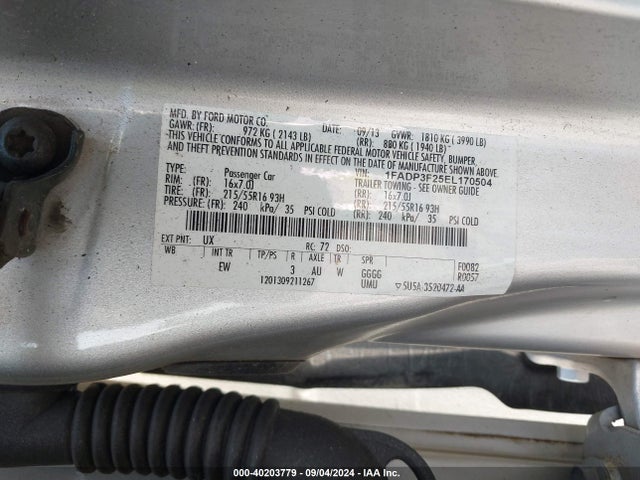Ford FOCUS SE 2014 1FADP3F25EL170504 Image 9
