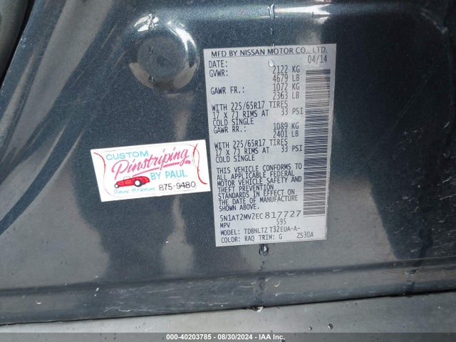 Nissan ROGUE SV 2014 5N1AT2MV2EC817727 Image 9