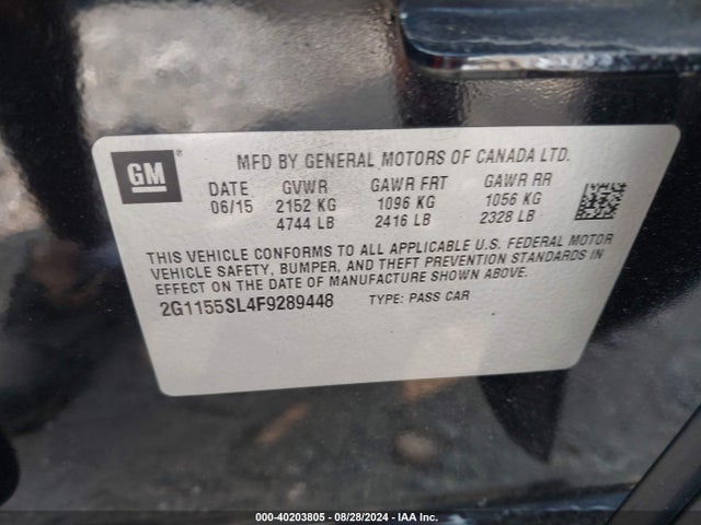 Chevrolet Impala 1lz 2015 2G1155SL4F9289448 Image 9