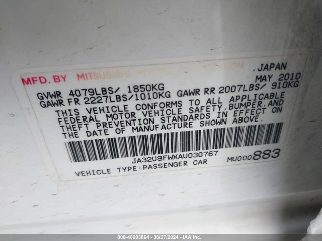 2010 MITSUBISHI LANCER JA32U8FWXAU030767 Photo 8