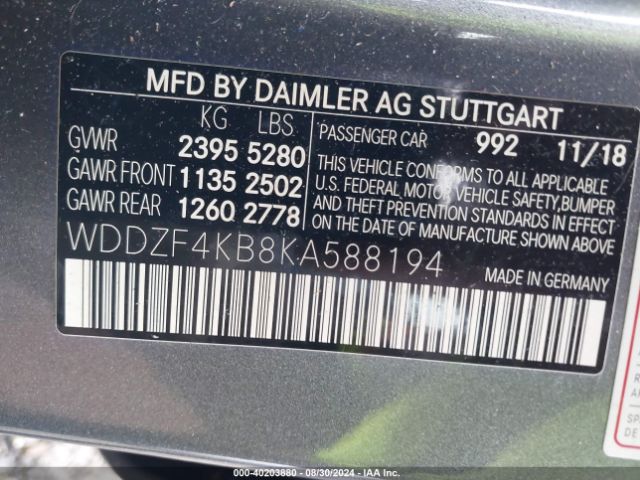 2019 MERCEDES-BENZ E 300 WDDZF4KB8KA588194 Photo 8