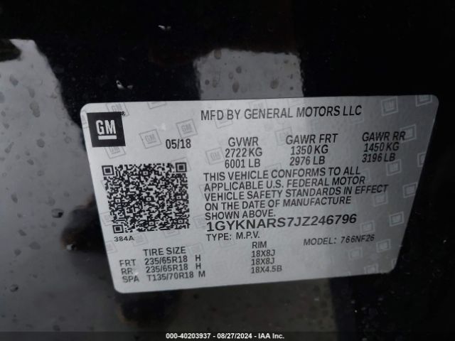 1GYKNARS7JZ246796 Cadillac Xt5 Standard