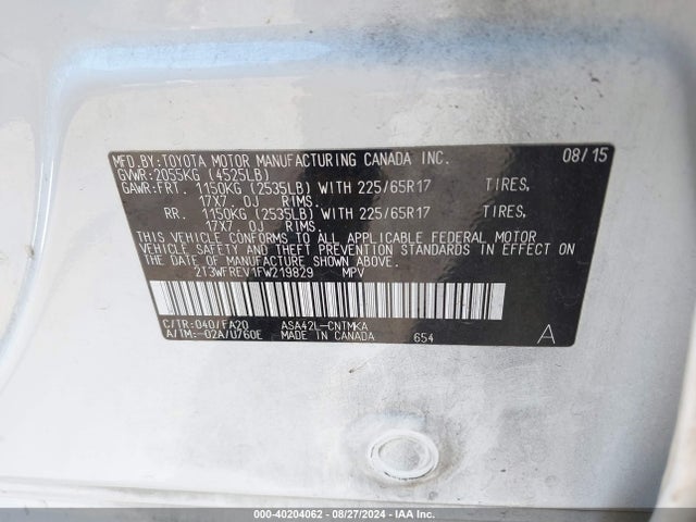 Toyota Rav4 Xle 2015 2T3WFREV1FW219829 Image 9