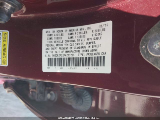 1HGCR2F5XFA213205 Honda Accord Sport