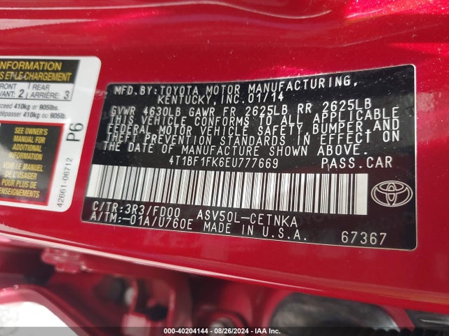 Toyota CAMRY LE 2014 4T1BF1FK6EU777669 Image 9