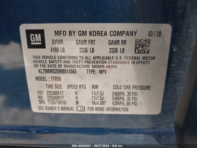 Chevrolet Trailblazer Fwd Ls 2021 KL79MMS25MB014565 Image 9