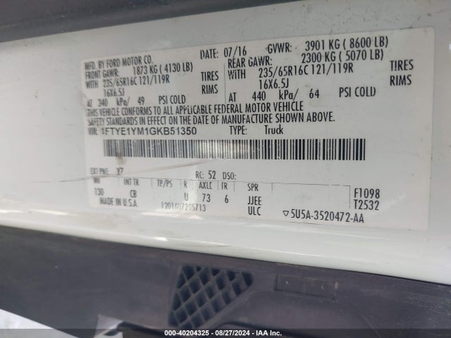 Ford Transit-150 2016 1FTYE1YM1GKB51350 Image 9