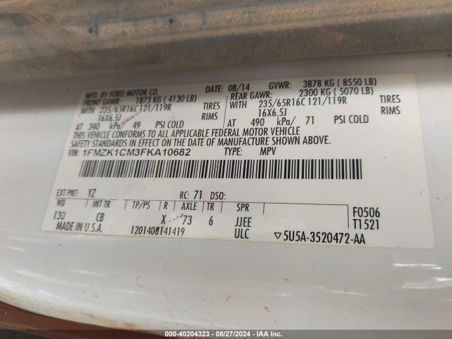1FMZK1CM3FKA10682 Ford Transit-150 Xlt
