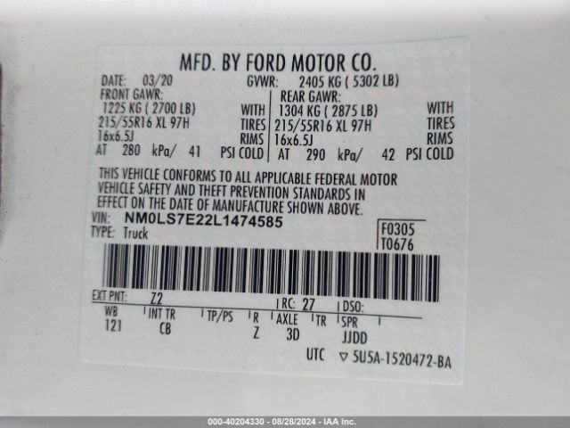 NM0LS7E22L1474585 Ford Transit Connect Xl