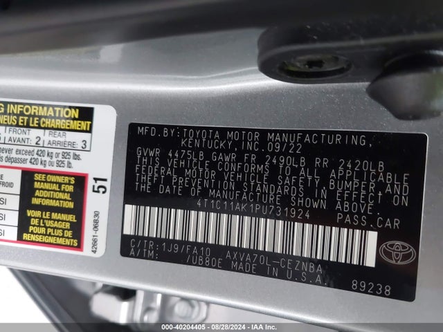 Toyota CAMRY LE 2023 4T1C11AK1PU731924 Image 9