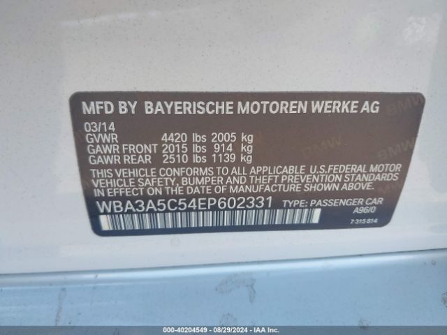 WBA3A5C54EP602331 BMW 328I
