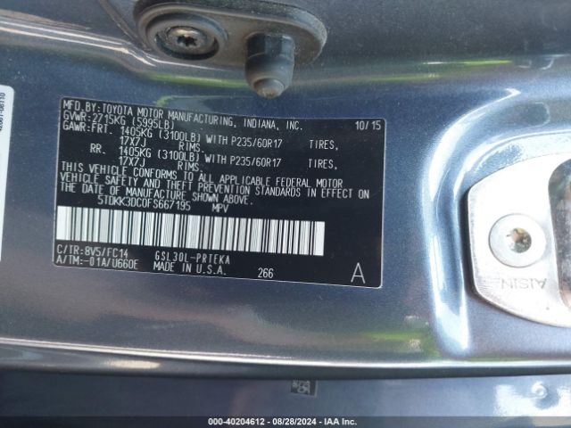 2015 TOYOTA SIENNA 5TDKK3DC0FS667195 Photo 8