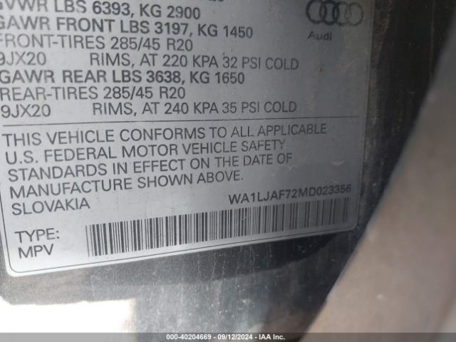 2021 AUDI Q7 WA1LJAF72MD023356 Photo 8