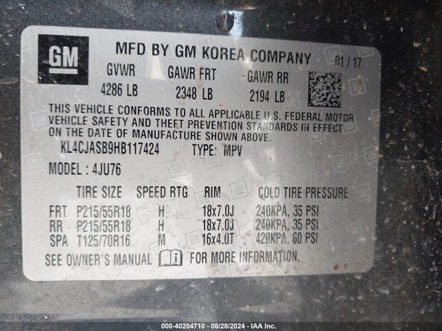 KL4CJASB9HB117424 Buick Encore Preferred