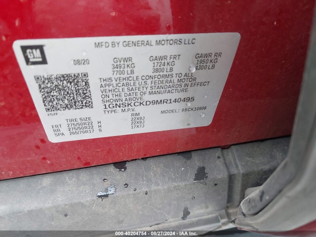 Chevrolet Suburban 4wd Lt 2021 1GNSKCKD9MR140495 Image 9
