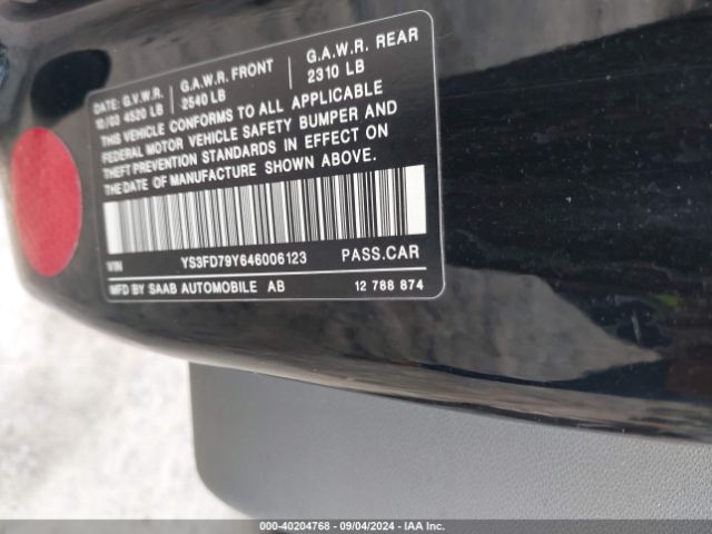 2004 SAAB 9-3 YS3FD79Y646006123 Photo 8