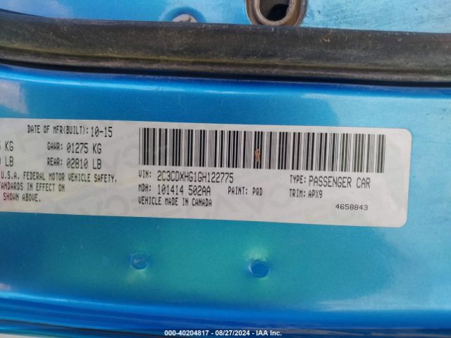 2C3CDXHG1GH122775 Dodge Charger Sxt