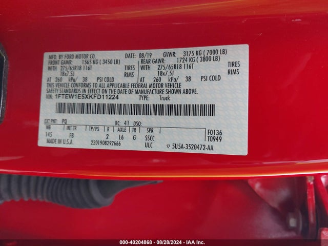 Ford F-150 Xlt 2019 1FTEW1E5XKFD11224 Image 9