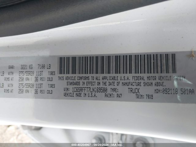 1C6SRFFT7LN169580 RAM 1500 Big Horn  4x4 5'7 Box