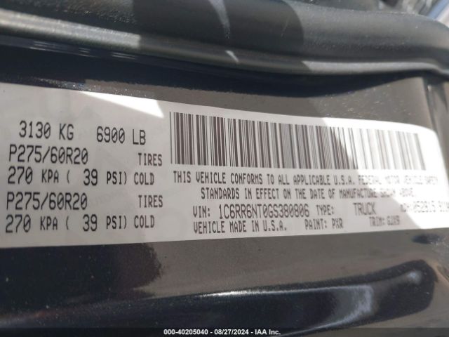 1C6RR6NT0GS380806 RAM 1500 Laramie