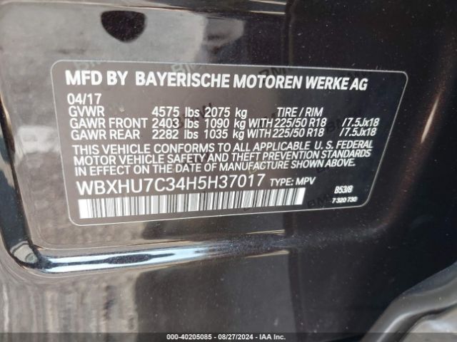 WBXHU7C34H5H37017 BMW X1 Sdrive28i
