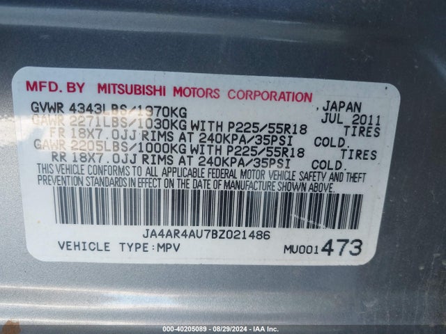 2011 MITSUBISHI OUTLANDER SPORT JA4AR4AU7BZ021486 Photo 8