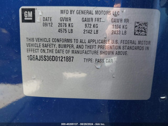 Продаж на аукціоні авто 2013 Cadillac Ats Performance, vin: 1G6AJ5S36D0121887, номер лоту: 40205137