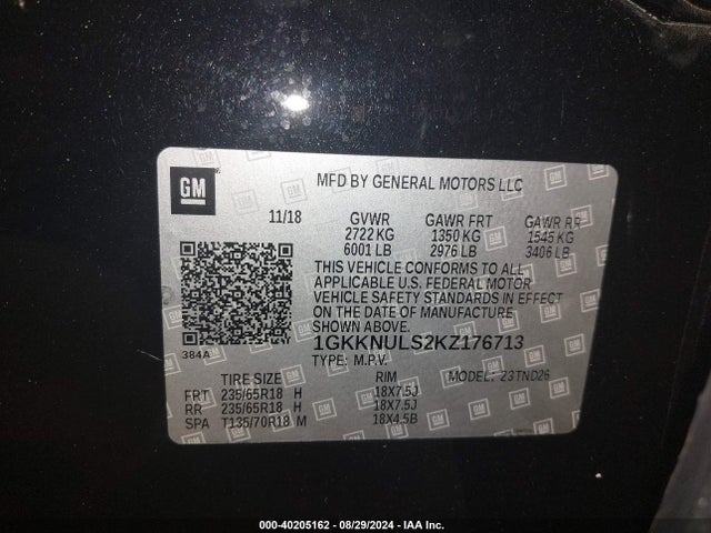 GMC Acadia Slt-1 2019 1GKKNULS2KZ176713 Image 9