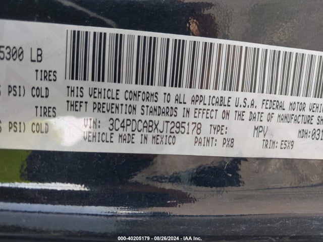 Dodge JOURNEY SE 2018 3C4PDCABXJT295178 Image 9